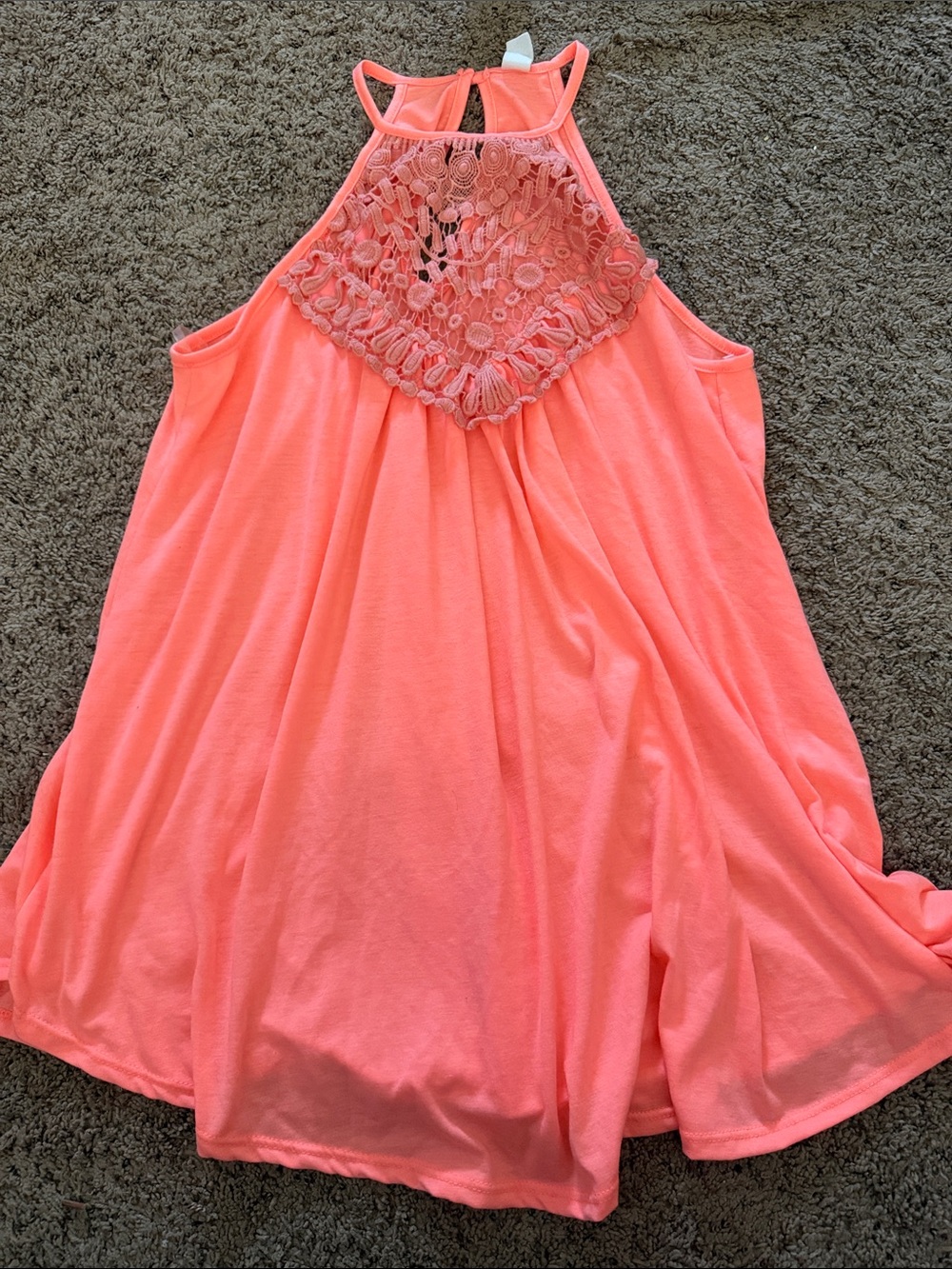 Women's Coral Lace-Detail Halter Tank Top